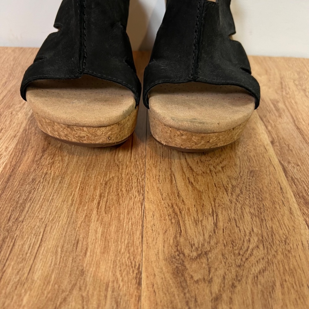 Clarks Collection Black Wedge Open Toe Heels - image 2